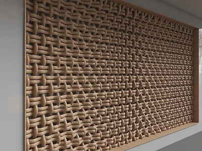 Natural Woven Wooden Texture Background Wall With Intricate Design For Interior Decor 3d model