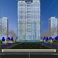 Modern High Rise Residential Building With Green Spaces And Trees