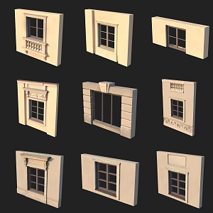 European classical window frame 3d model