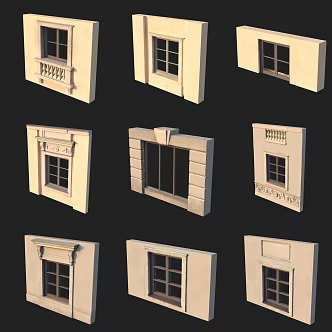 European classical window frame 3d model