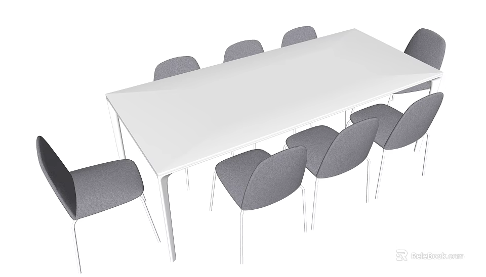 Modern White Conference Table With Gray Chairs In Minimalist Office Interior 3d model 