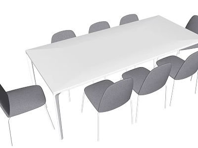 Modern White Conference Table With Gray Chairs In Minimalist Office Interior 3d model