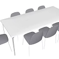 Modern White Conference Table With Gray Chairs In Minimalist Office Interior