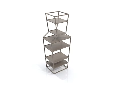 Modern Geometric Metal Shelving Unit With Multi Tiered Open Storage Design 3d model