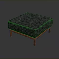 Stylish Square Ottoman Furniture With Textured Fabric Upholstery And Wooden Legs