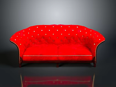 Elegant Red Single Sofa with White Polka Dots Curved Design Velvet Fabric 3d model