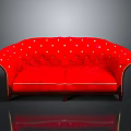 Elegant Red Single Sofa with White Polka Dots Curved Design Velvet Fabric