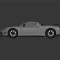 White Sports Car With Sleek Aerodynamic Design Large Rear Spoiler And Black Wheels