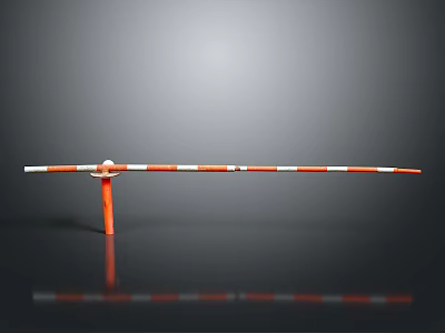 Orange Post Red White Striped Barrier With Gray Background And Floor Reflection 3d model