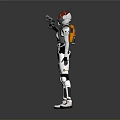 Futuristic Armored Character In White Suit With Red Helmet And Gun