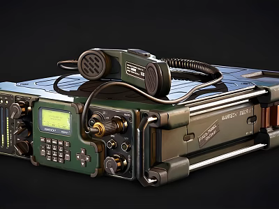 Military Portable Radio Transceiver With Digital Display And Handheld Microphone 3d model