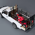 White Functional Pickup Truck Loaded With Various Tools And Equipment 3d model