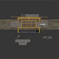 Industrial Machinery Structure With Yellow Frame Platforms And Mechanical Components