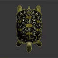 Vibrant Star Patterned Tortoise With Yellow Black Shell And Tongue Out On Gray Background