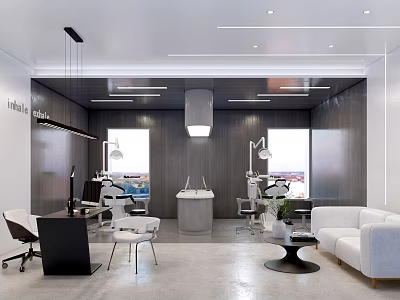 Modern Hospital Outpatient Clinic Interior With White Sofa Tables Chairs And Natural Light From Windows 3d model