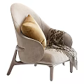 Cozy Light Gray Leisure Chair With Yellow Cushion And Leopard Print Blanket Wooden Legs