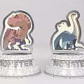 Two Decorative Dinosaur Figures With Monster Base And Speckled White Design 3d model