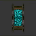 Red Mine Cart Loaded With Blue Glowing Stones On Metal Tracks