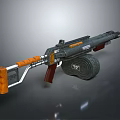 Retro Sci Fi Weapon With Orange Grip Brown Stock And Drum Magazine