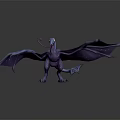 Blue purple fantasy game movie character with spread wings and sharp claws