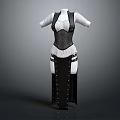 Women's Stylish Outfit With Black And White Corset Top High Waist Trousers And Metal Studs