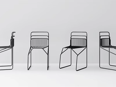 Modern Leisure Chairs With Sleek Black Metal Frame And Contemporary Minimalist Design 3d model