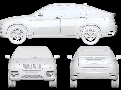 White Car 3D Model Showing Front Rear And Side Views 3d model White Car 3D Model Showing Front Rear And Side Views 3d model