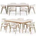 Modern Wooden Dining Table And Comfortable Upholstered Chairs Set For Home