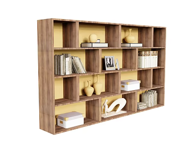 Bookcase Book Ornaments Decorative Cabinet Storage Cabinet 3d model