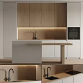 Modern Kitchen Interior With Dark Cabinets And Built In Oven 3d model