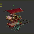 Traditional Decorative Cart With Red Canopy Golden Ornaments Red Wheels And Wooden Structure