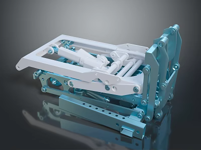 Structural Industrial Machinery Part Featuring Metal Frame White Components and Blue Sections 3d model
