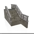 Architectural Staircase Design With Concrete Steps And Ornate Stone Railings