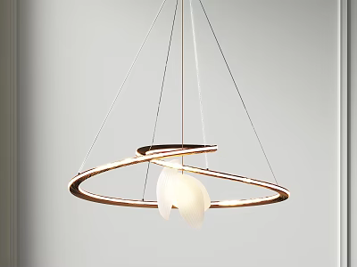 Modern Circular Ring Pendant Light with White Shade and Metal Frame Design 3d model