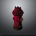 Red Rusty Fire Hydrant With Peeling Paint In Urban Architectural Environment