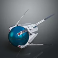 Futuristic Blue Spherical Spaceship With White Structural Wings For Space Exploration Missions 3d model