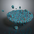 Stone Material Circular Structure With Blue Cracked Texture And Scattered Small Stones 3d model