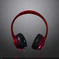 Red Over Ear Headphones With Glowing Lights And Reflective Surface