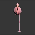 Elegant Pink Flamingo Standing On Dark Background With Soft Feathers And Reflection