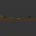 3D Mountainous Terrain Model With Vegetation Covered Surface And Detailed Elevation Features