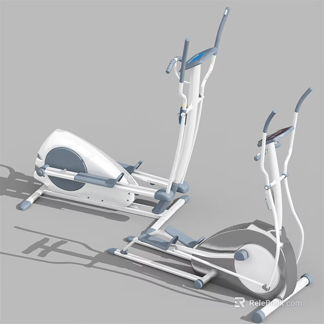 Dual Elliptical Trainers Modern White And Gray Design For Home Gym Fitness Equipment 3d model 