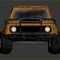 Orange Vintage Truck With Chain Accent Black Tires And Orange Wheels