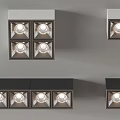 Modern Square Light Fixtures With Multiple Bulbs In Silver And Black Finish