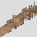 Wooden Boardwalk Structure Featuring Wooden Planks And Railings Design Elements