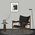 Stylish Mid Century Modern Lounge Chair With Leather Upholstery And Wooden Frame