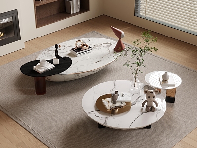 Modern coffee table combination sub-female carpet decoration combination 3d model