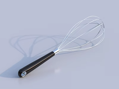 Essential Stainless Steel Kitchen Whisk with Ergonomic Black Handle for Baking and Cooking 3d model