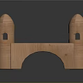 Wooden Building Blocks Castle Shaped Structure with Turrets Arches and Small Windows