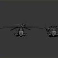 Two Military Style Helicopter Models With Multiple Rotors And Gray Bodies 3d model