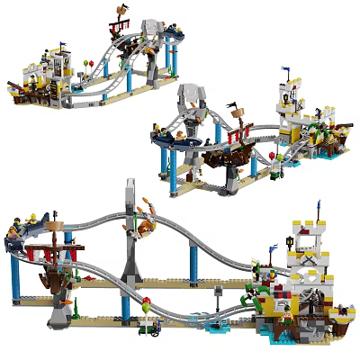 Building Blocks Construction Set With Tracks Buildings Minifigures And Multi Section Structures 3d model